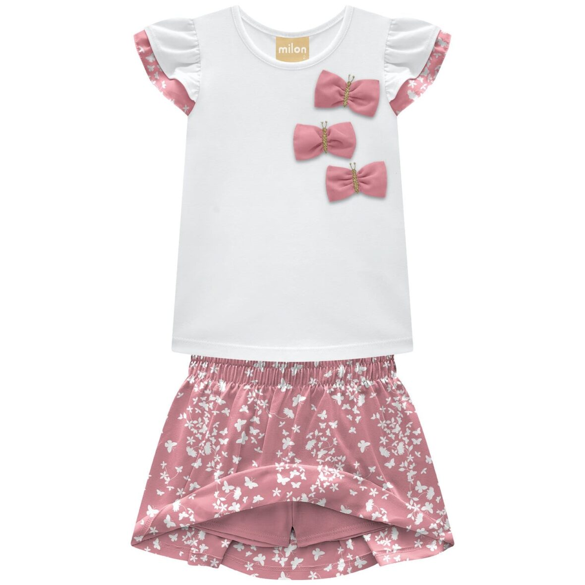 Conjunto Infantil Blusa e Short Saia – Milon