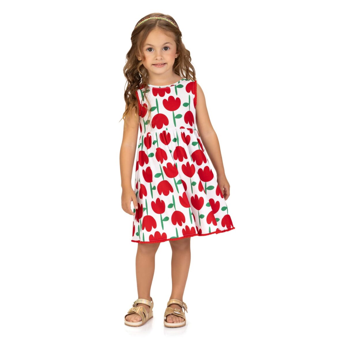 Vestido Estampa Tulipa Vermelhas – Kyly